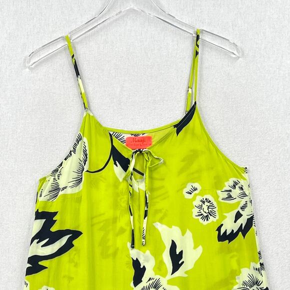 MAAJI Enchanted Mystery Mini Swim Coverup Dress Women L Lime Green Floral Ruffle - Picture 3 of 16